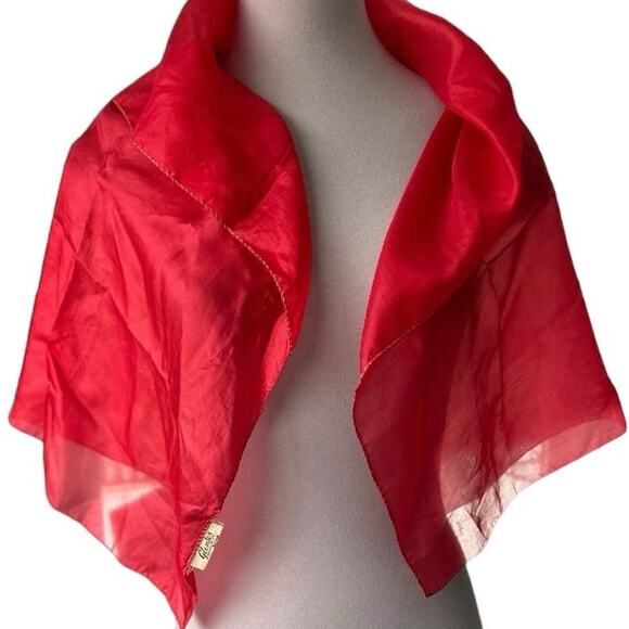Vintage Red Silk Scarf 34” Square by Glentex - Picture 1 of 5